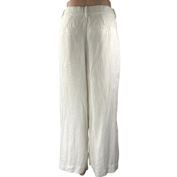 Abercrombie & Fitch White Linen Wide Leg High Waist Palazzo Trousers Pants Sz 30 - Picture 3 of 5